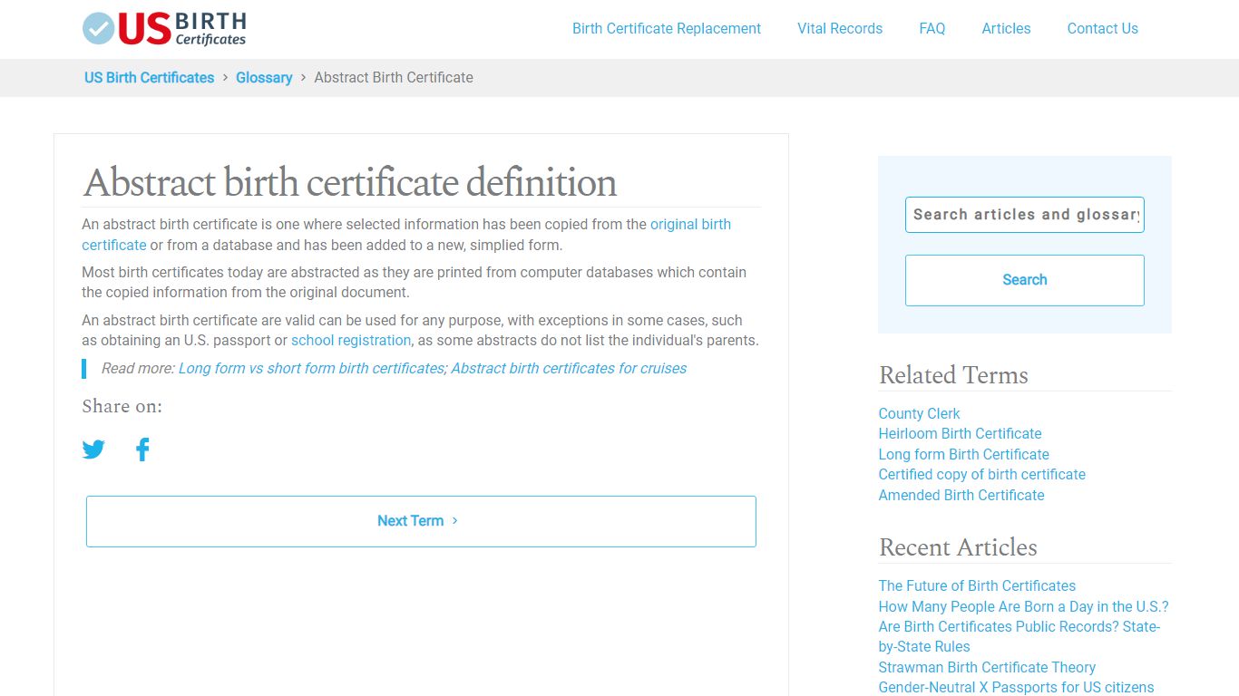 What is an Abstract Birth Certificate? - US Birth Certificates